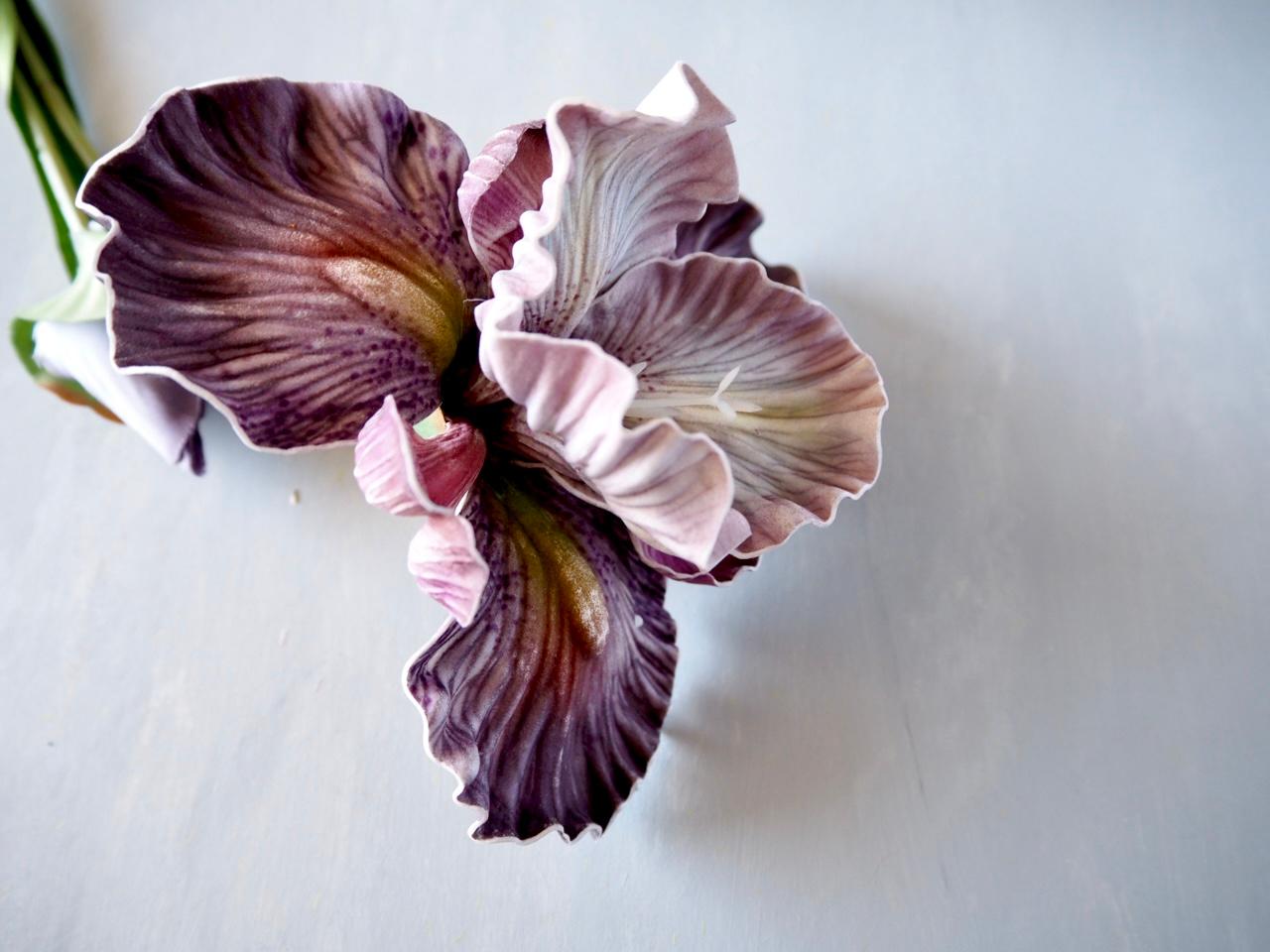 【ビアデッドアイリス】setゴールドワイヤーフラワーベースアレンジ | 10枚目