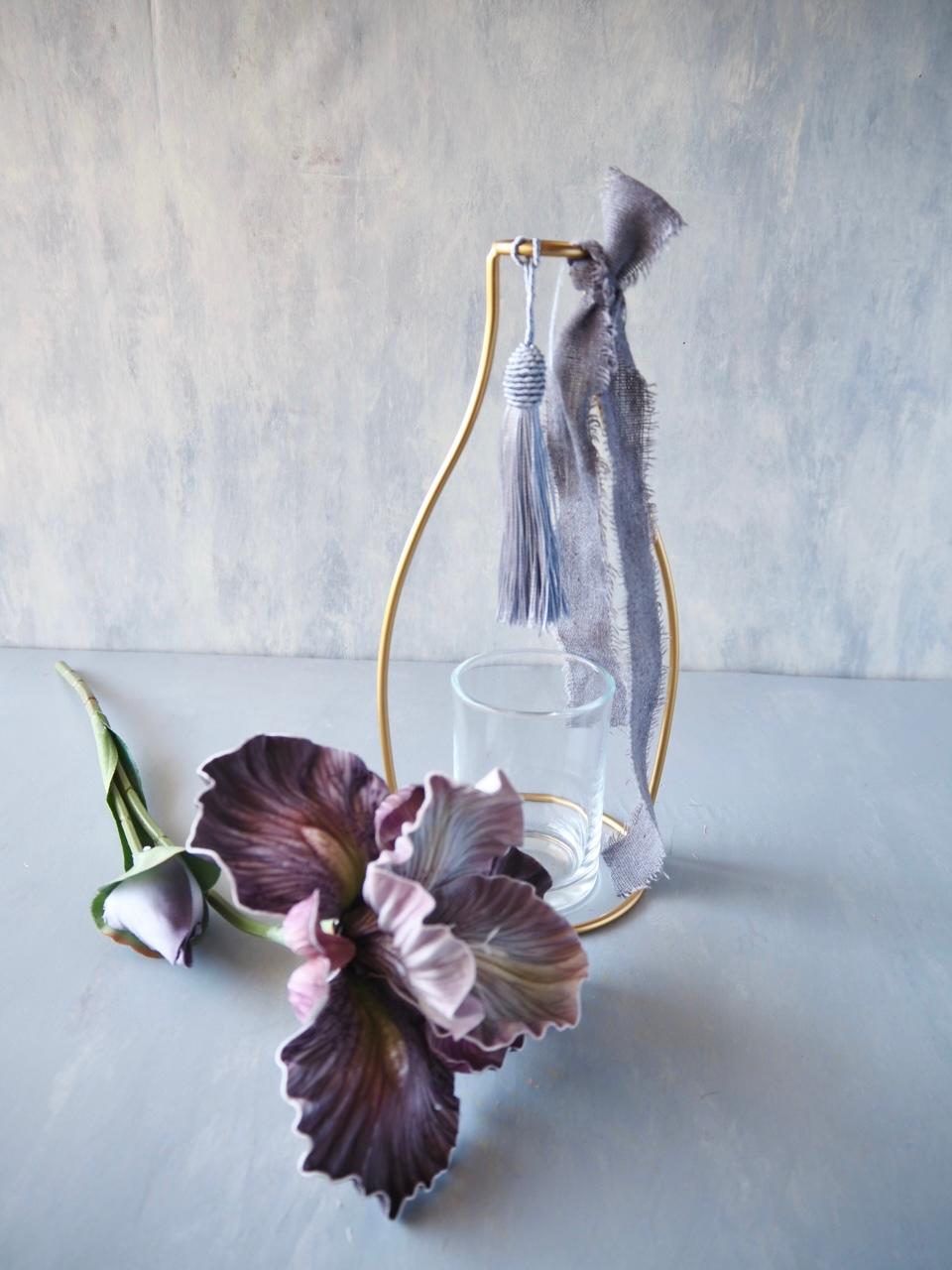 【ビアデッドアイリス】setゴールドワイヤーフラワーベースアレンジ | 7枚目