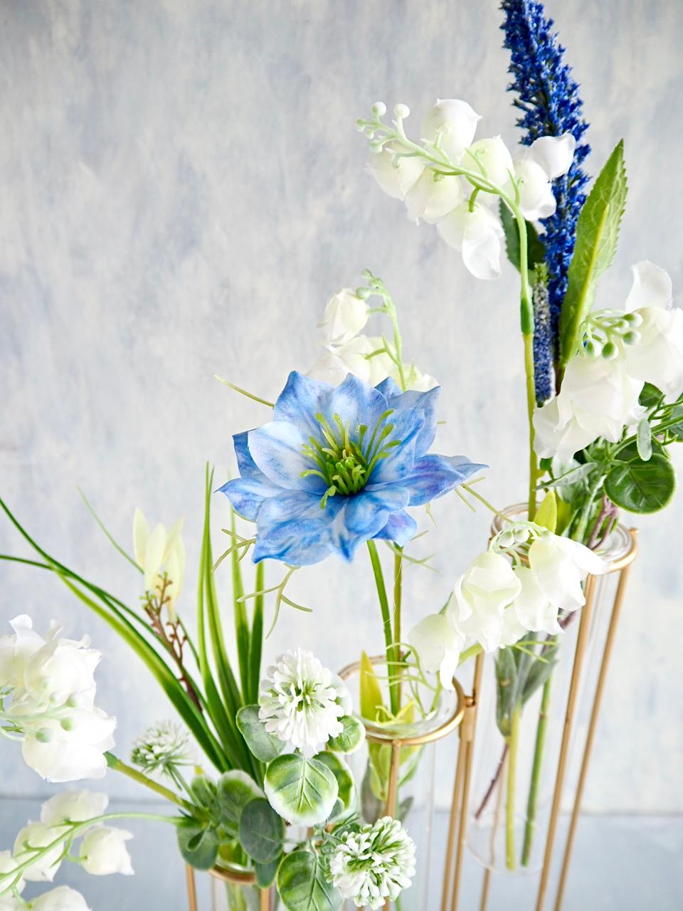 《art stand flora》アートスタンドフローラ初夏の花アレンジ  ３連ガラス付きゴールドスタンド | 10枚目