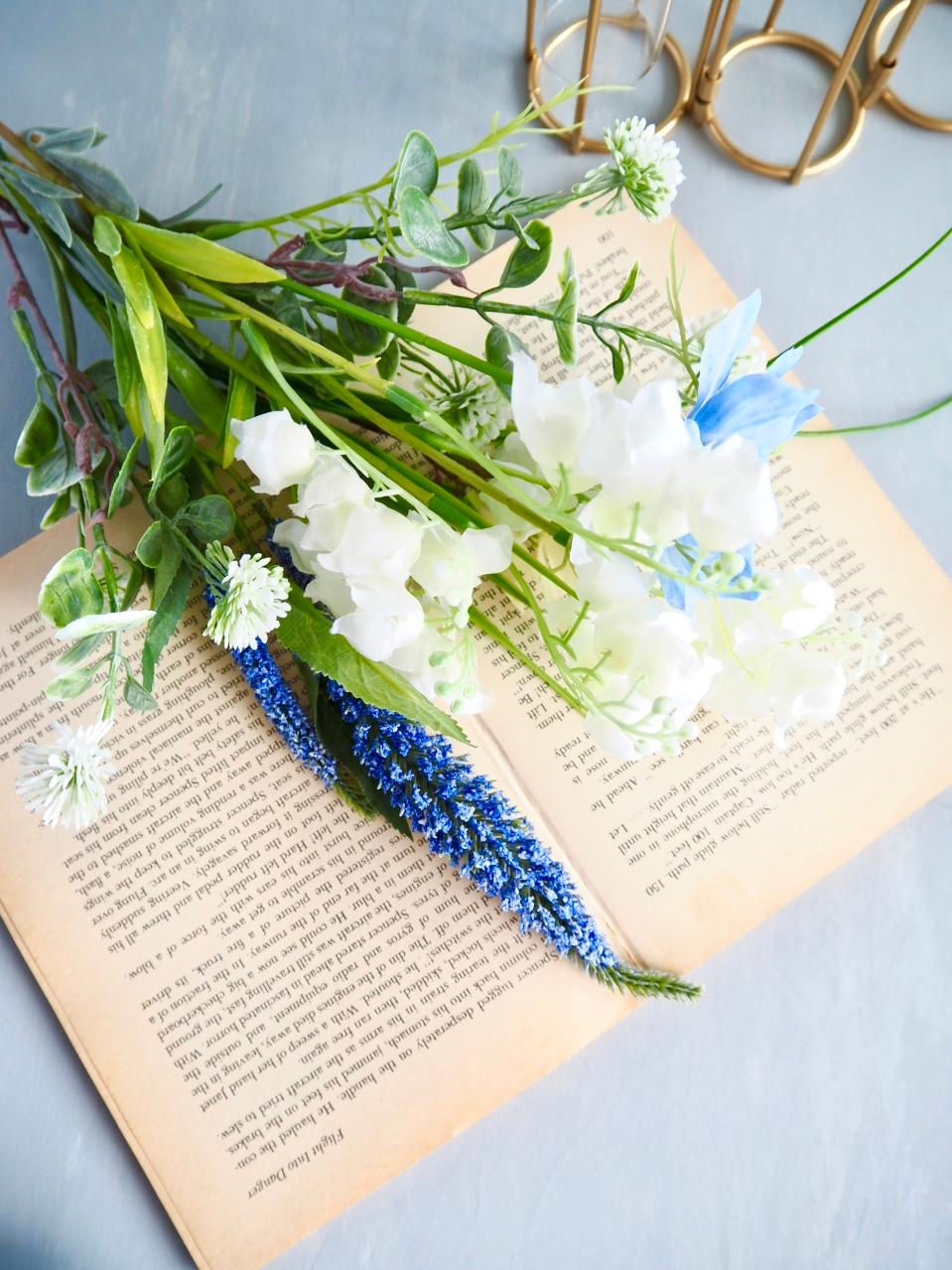 《art stand flora》アートスタンドフローラ初夏の花アレンジ  ３連ガラス付きゴールドスタンド | 12枚目