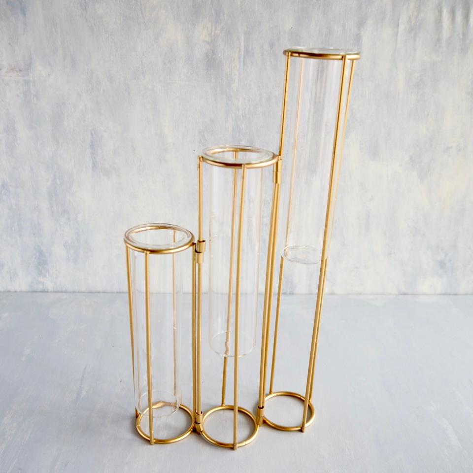 《art stand flora》アートスタンドフローラ初夏の花アレンジ  ３連ガラス付きゴールドスタンド | 13枚目